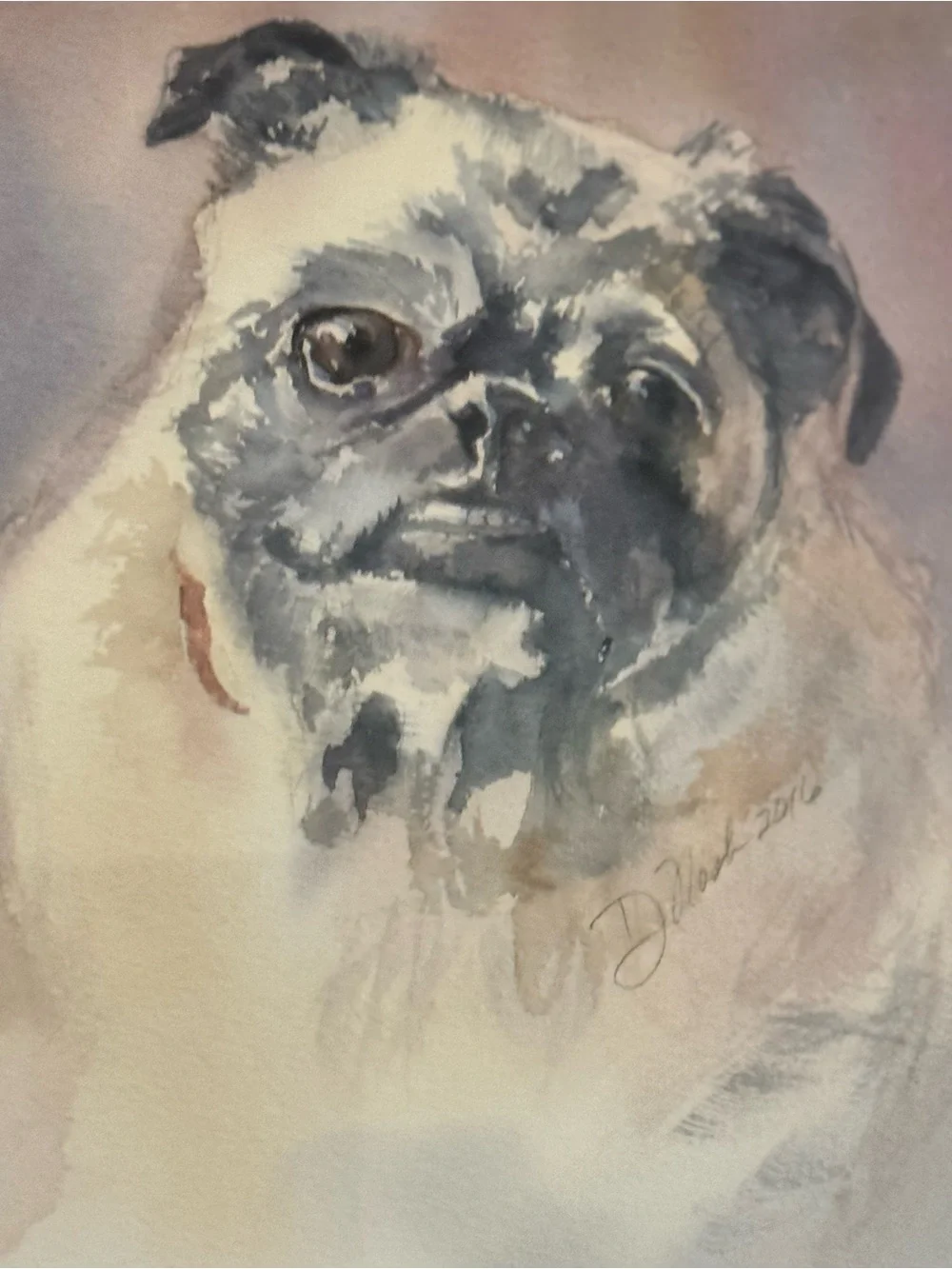 Pug Watercolor Wall Art Print - Neutral Tones
